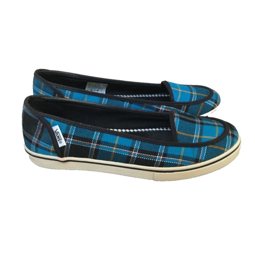 Vans Classic Carter Slip-on Sneakers Blue Plaid Patchwork Women’s 6.5 Flats